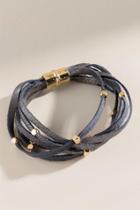 Francesca's Jenna Beaded Leather Bracelet - Gray