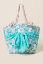 Francesca's Kimmy Seashell And Sarong Beach Tote - Blue