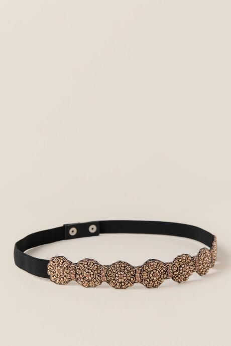 Francesca's Eliza Mini Pearl Embellished Belt - Rose/gold