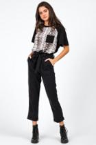 Francesca's Gwenyth Front Tie Utility Pants - Black