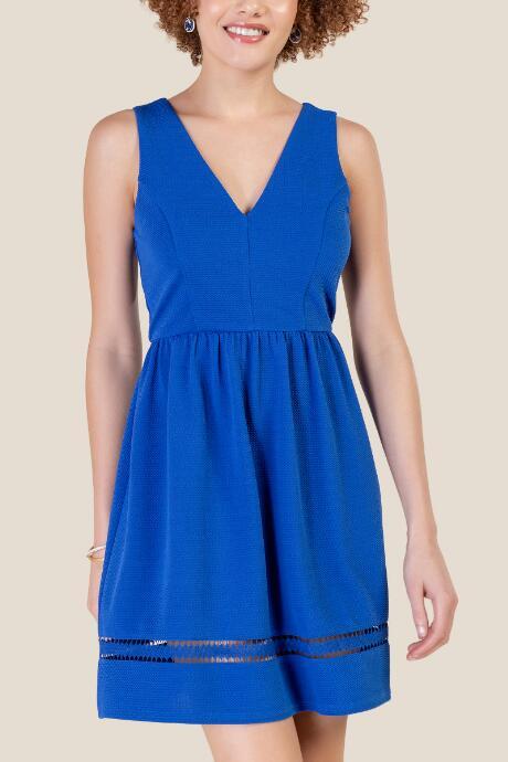 Francesca Inchess Lola Pique Skater Dress - Navy