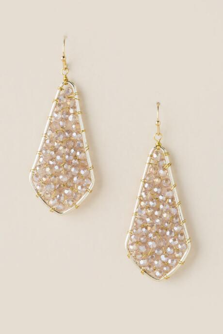 Francesca's Debbi Woven Beaded Earrings - Crisp Champagne