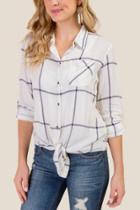 Francesca Inchess Grace Window Pane Button Down - Ivory