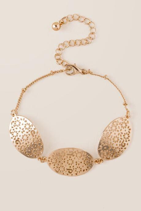Francesca's Raquel Stamped Filigree Bracelet - Gold