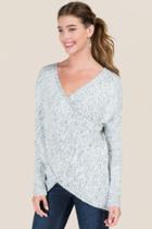 Blue Rain Belinda Boucle Draped Wrap Pullover Sweater - Taupe