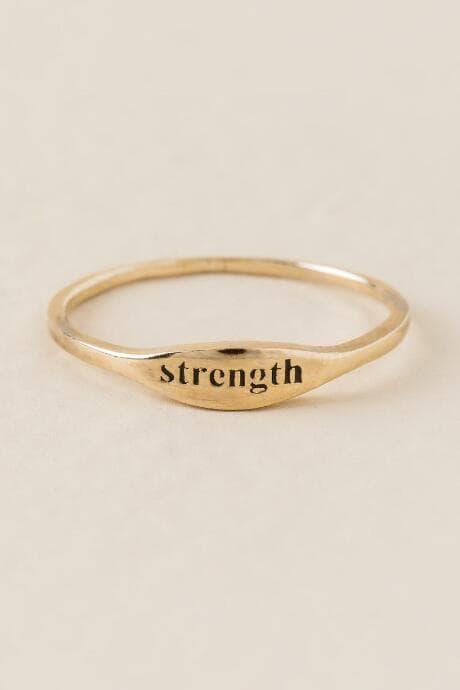 Francesca's Strength Engraved Ring - Gold