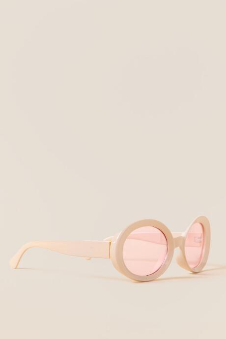 Francesca's Charlee Retro Round Sunglasses - Nude