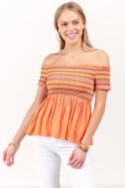 Francesca's Molly Off The Shoulder Top - Tangerine