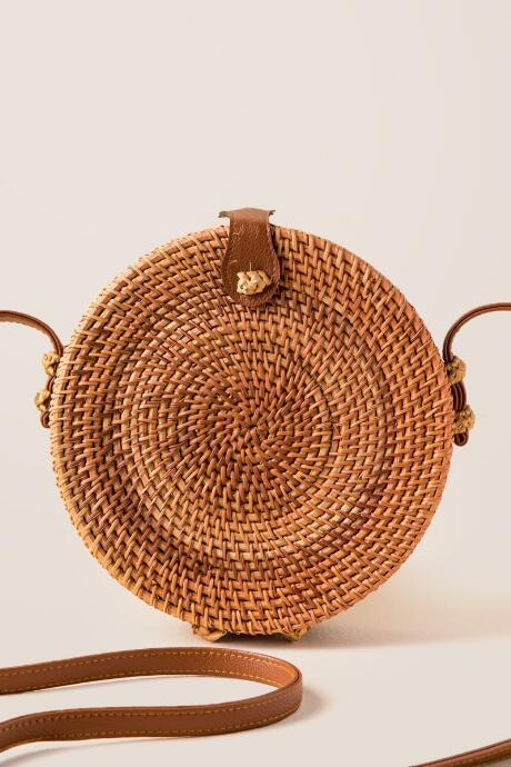 Francesca Inchess Jayne Round Rattan Crossbody In Natural - Natural