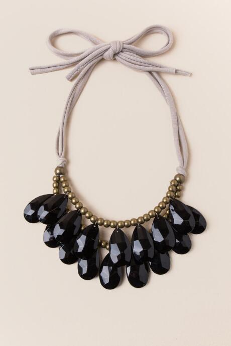 Francesca Inchess Nadette Teardrop Statement Necklace - Black