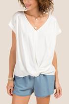 Francesca Inchess Kathrynn Cuff Sleeved Front Twist Blouse - Ivory