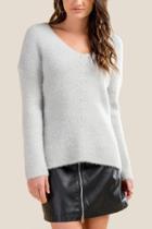 Francesca's Kris Pointelle Cozy Sweater - Heather Gray