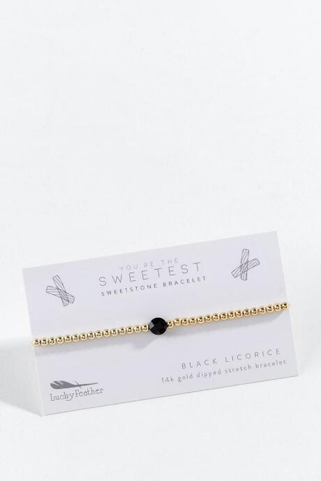 Lucky Feather Black Licorice Sweetstone Bracelet - Black