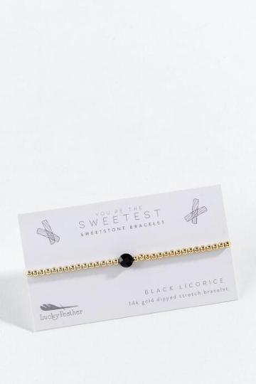 Lucky Feather Black Licorice Sweetstone Bracelet - Black