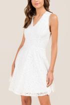 Francesca's Selah V-neck Corded Lace A-line Dress - White