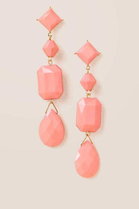 Francesca's Serena Linear Beaded Earrings In Coral - Coral