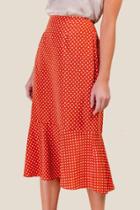 Francesca's Avery Polka Dot Midi Skirt - Rust