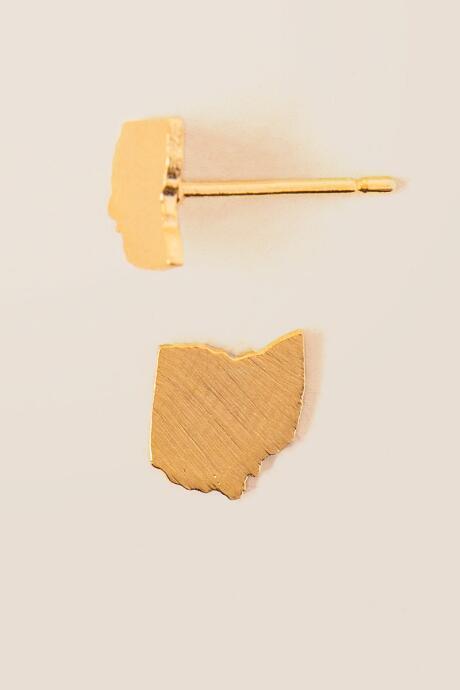 Francesca's Ohio Brass Stud Earring - Gold