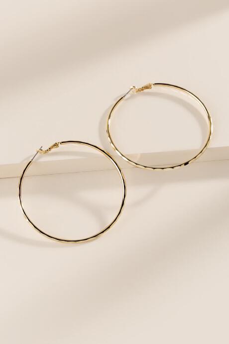 Francesca's Elka Dented Hoop Earrings - Gold