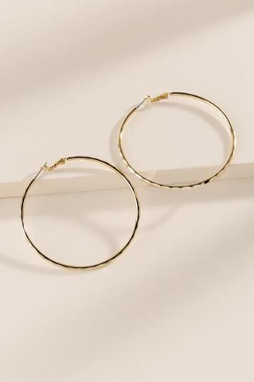 Francesca's Elka Dented Hoop Earrings - Gold