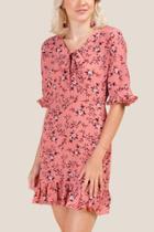 Francesca's Kiara Floral A-line Dress - Rose