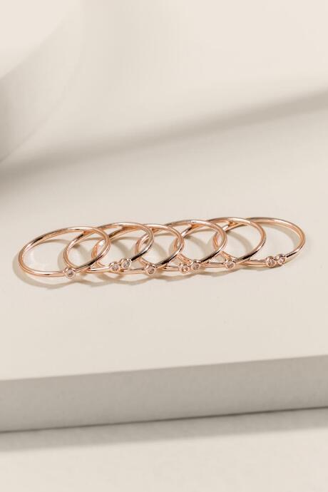 Francesca's Everly Cz Stacking Ring Set - Rose/gold
