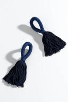 Francesca's Chloe Threaded Knot Tassel Earrings - Navy