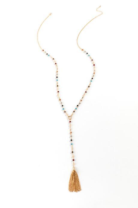 Francesca's Alina Rosary Tassel Y Necklace - Multi