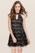 Francesca's Arabelle Gigi Neck Lace Dress - Black