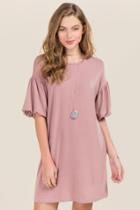 Ayla Maira Poof Sleeve Sweatshirt Dress - Mauve