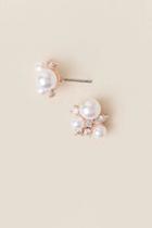Francesca's Kassia Cubic Zirconia Pearl Stud Earring In Rose Gold - Pearl