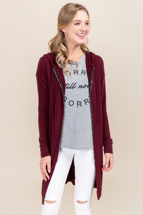 Ayla Lydia Zip Up Tunic Hoodie - Wine