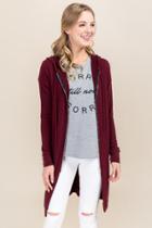 Ayla Lydia Zip Up Tunic Hoodie - Wine