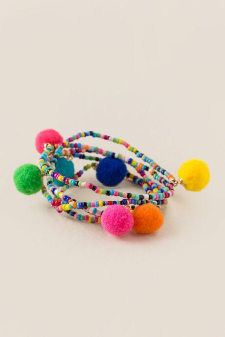 Francesca's Matilda Pom Stretch Set Bracelet - Multi
