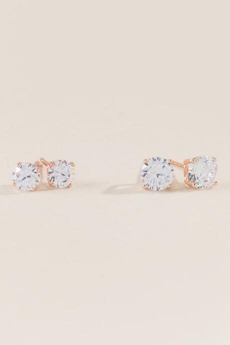 Francesca's Leola Cubic Zirconia Stud Earring Set In Rose Gold - Rose/gold