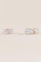 Francesca's Leola Cubic Zirconia Stud Earring Set In Rose Gold - Rose/gold