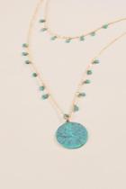 Francesca's Genni Patina Layered Necklace - Turquoise