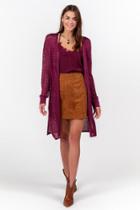 Francesca's Julianna Knit Crochet Duster - Wine