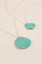 Francesca's Darri Double Layer Patina Necklace - Turquoise