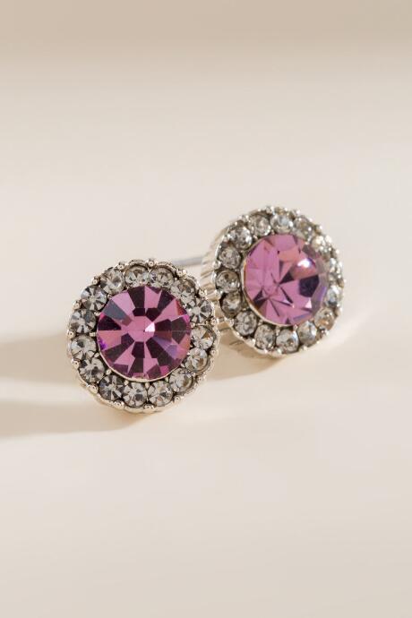 Francesca's Michelle Faceted Crystal Stud Earrings - Purple