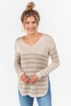 Francesca's Rudie Side Split Sweater - Taupe