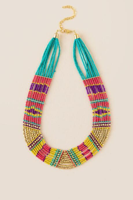 Francesca's Bali Beaded Statement Necklace - Multi