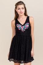 Francesca's Vanina Lace Embroidered Dress - Black