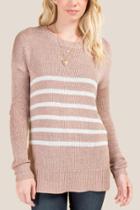 Francesca's Trudy Striped Sweater - Rose