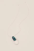 Francesca's Dionne Worn Metal Pendant Necklace - Turquoise