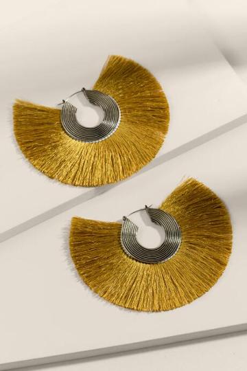 Francesca's Gracelyn Tassel Earrings In Mustard - Mustard