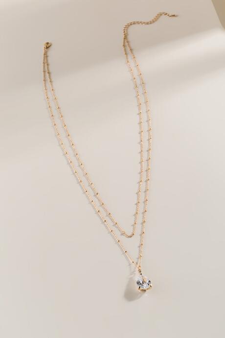Francesca's Jestine Crystal Layered Necklace - Gold
