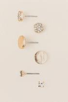 Francesca's Alfie Cubic Zirconia Disc Stud Earring Set - Gold