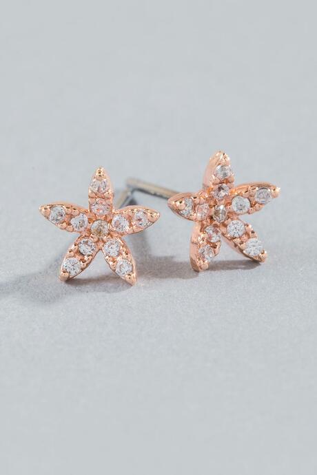 Francesca Inchess Columbia Crystal Floral Studs - Rose/gold