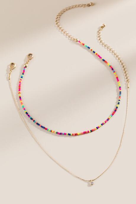 Francesca's Sandy Beaded Layer Necklace - Multi